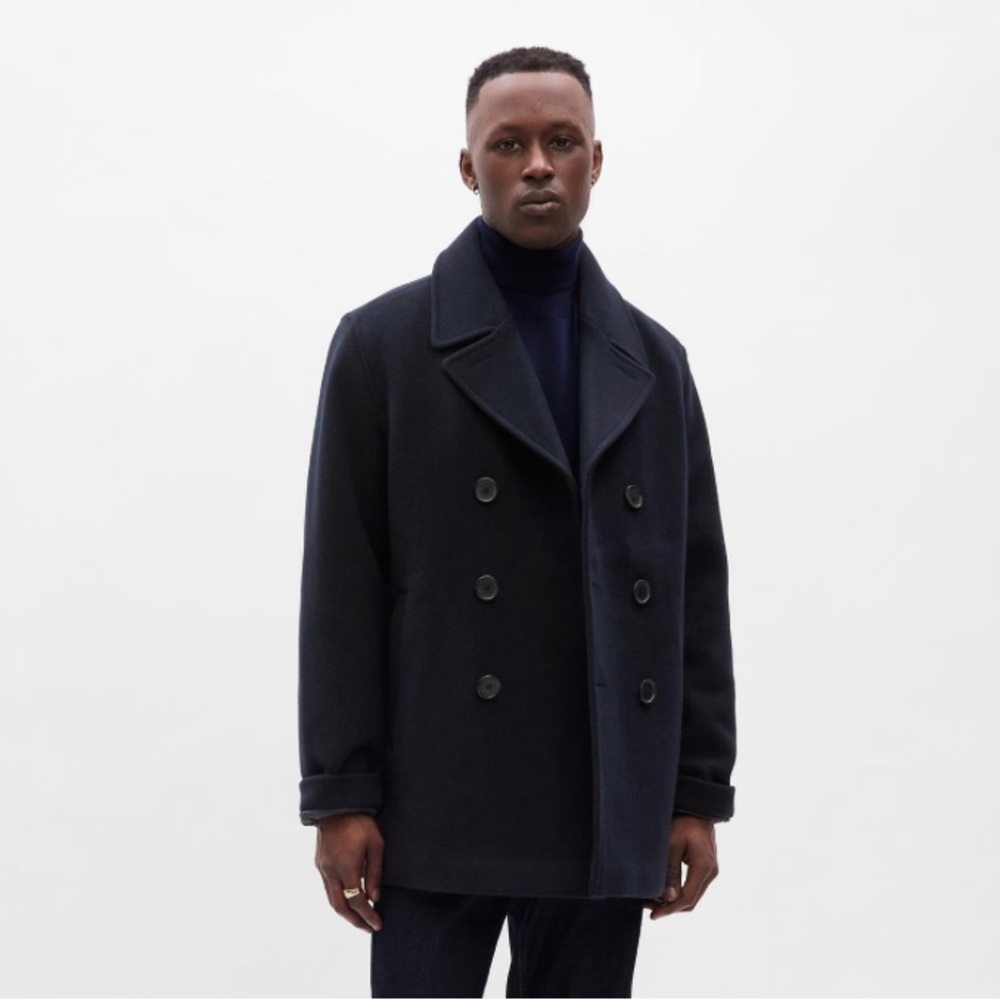 Men’s GAP Navy Pea Coat Wool Large